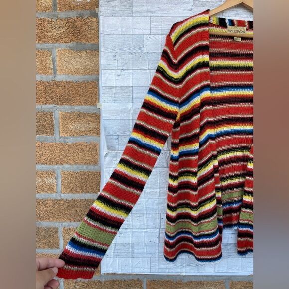 Wildfox Mohair Striped Mexican Blanket Cardigan Small Knit Colorful Small - Picture 6 of 11